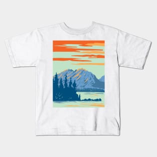 Leigh Lake in Grand Teton National Park Wyoming USA WPA Art Poster Kids T-Shirt